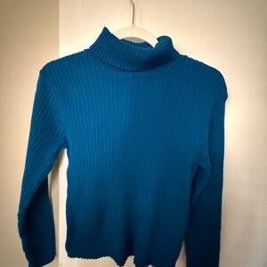 Pierre Cardin Teal Ribbed Turtleneck Sweater
